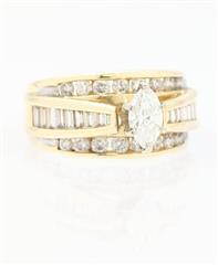 Rosy Blue ZEI 14K Solid Yellow Gold 7.7g Round Diamond Wedding Ring Size-6